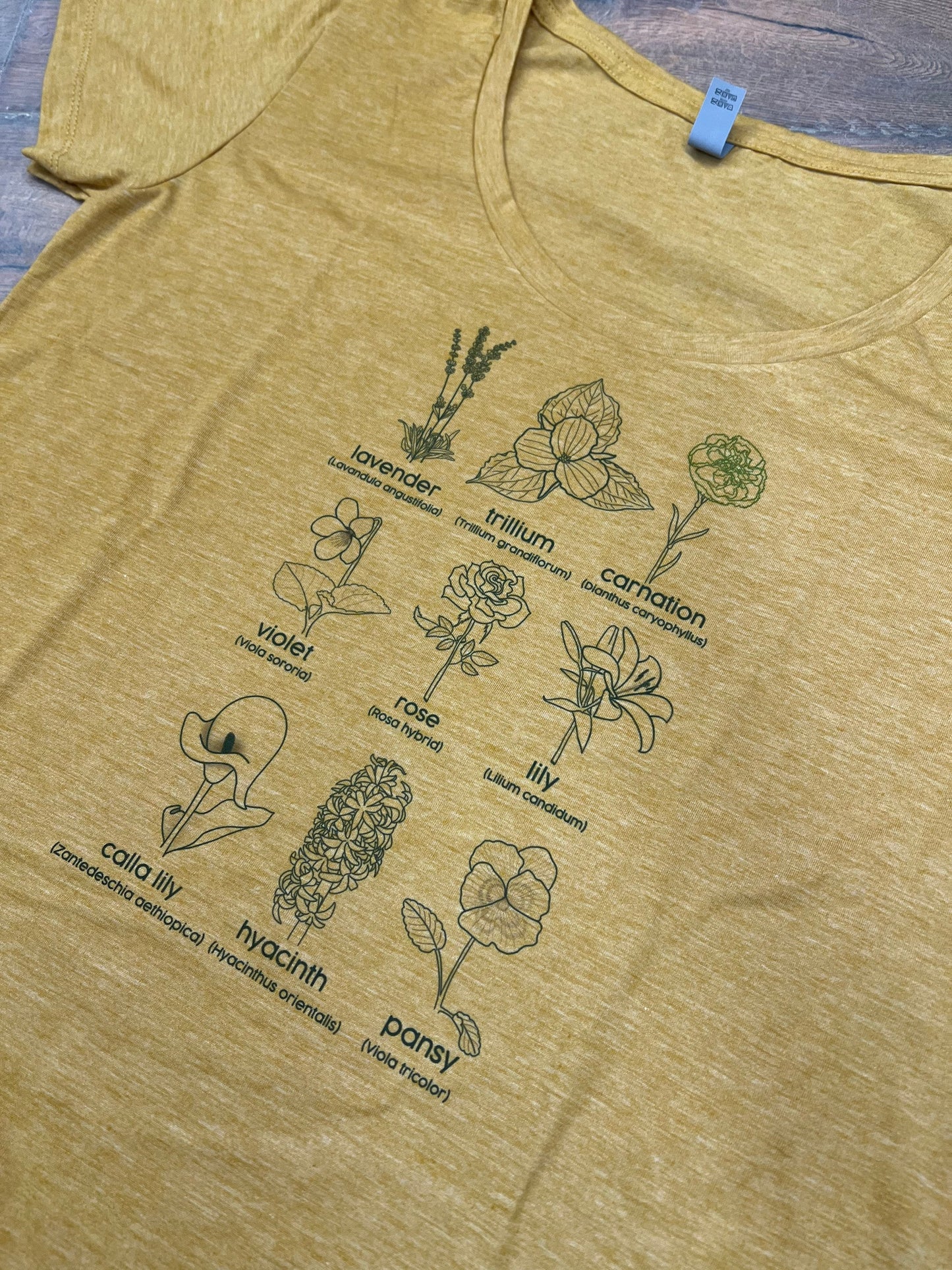 Historically Queer Flowers SCOOP NECK Golden Yellow Tee