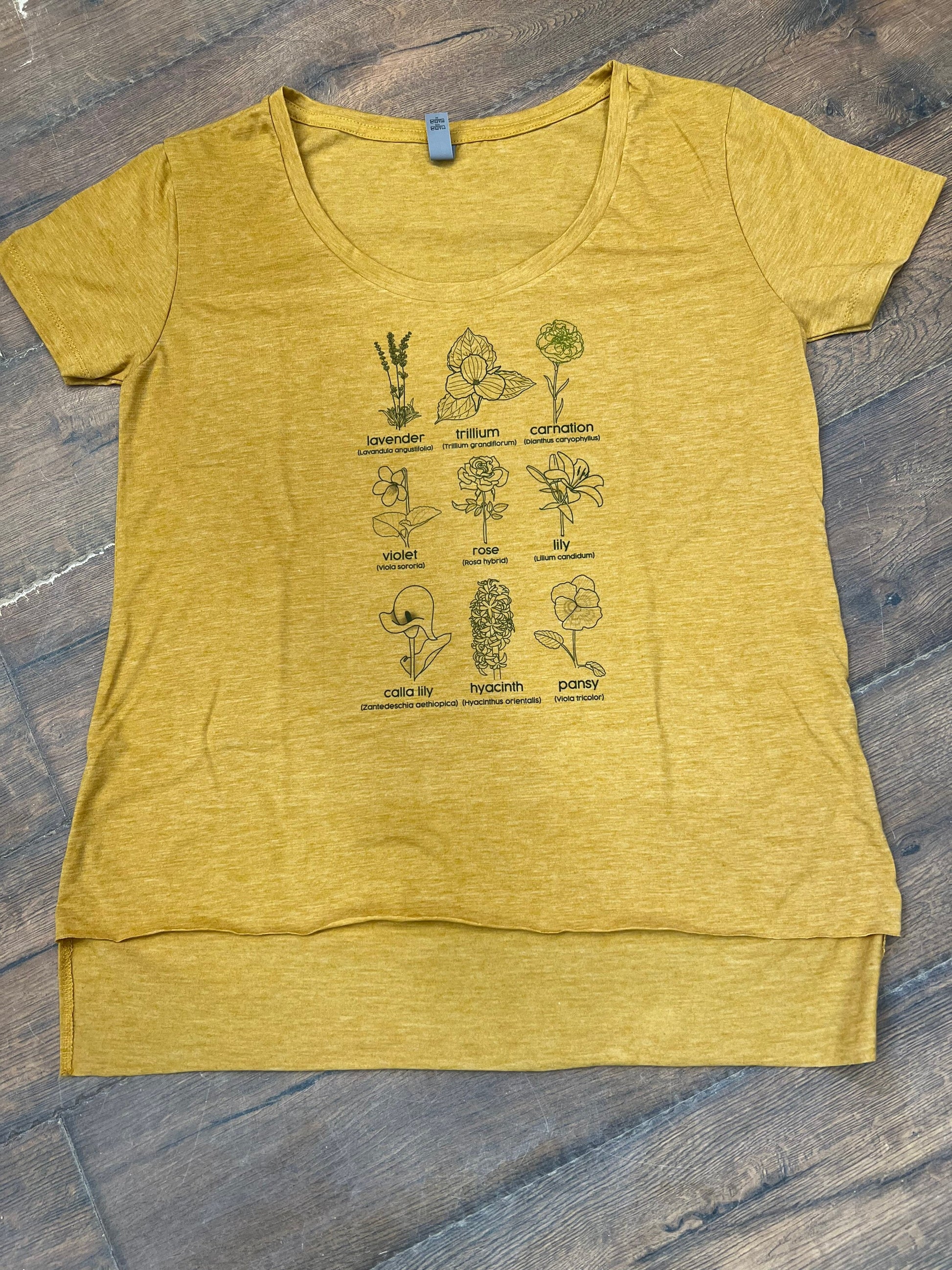 Historically Queer Flowers SCOOP NECK Golden Yellow Tee