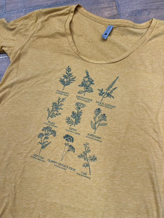 Herbs for Reproductive Health SCOOP NECK Golden Yellow Tee