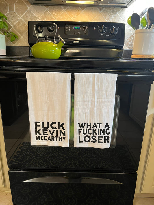 Fuck Kevin McCarthy What a Loser Tea Towel Set