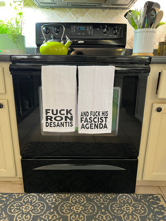 Fuck Ron DeSantis and his Fascist Agenda Tea Towel Set