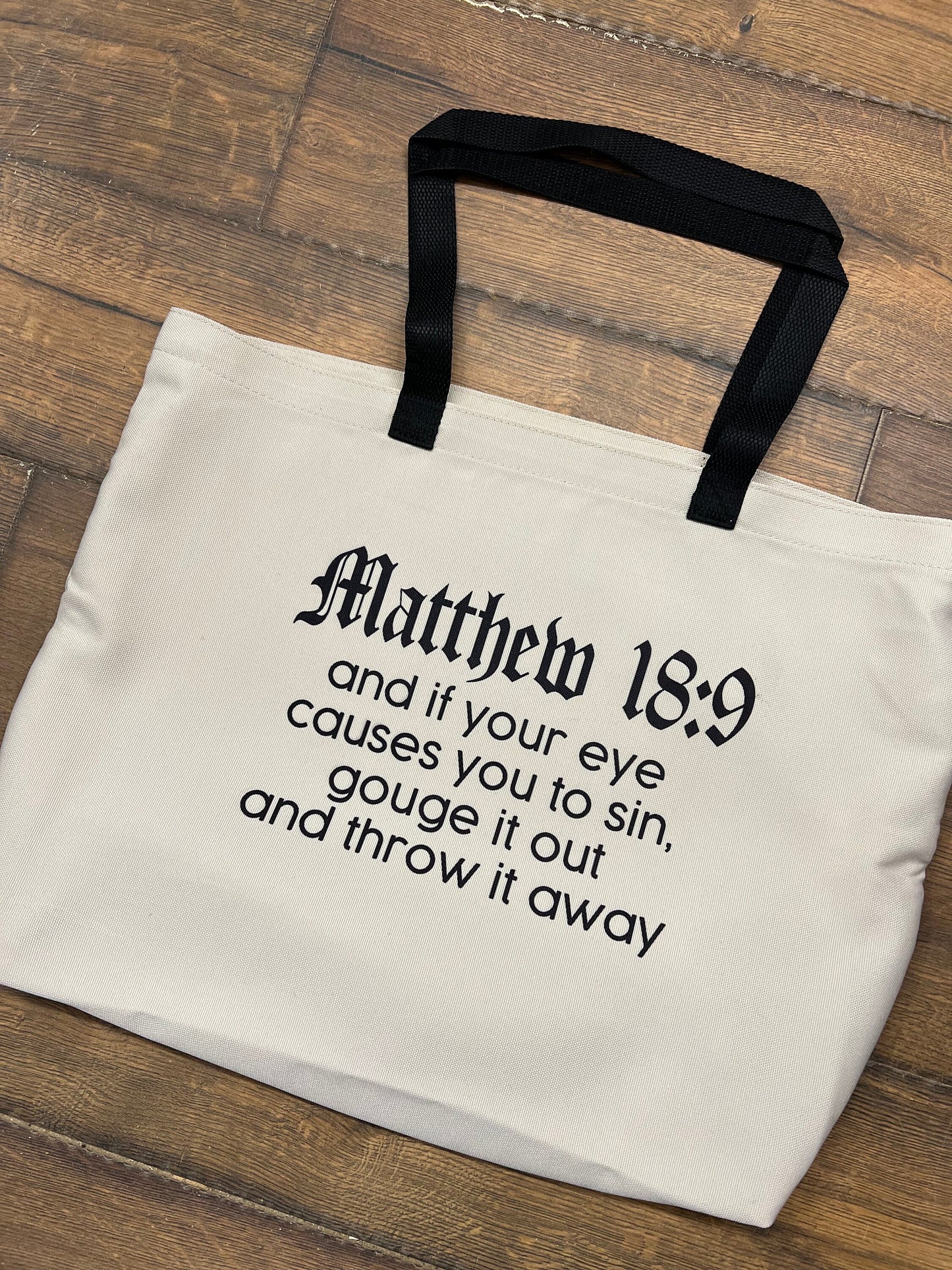 Matthew 18:9 Tote Bag