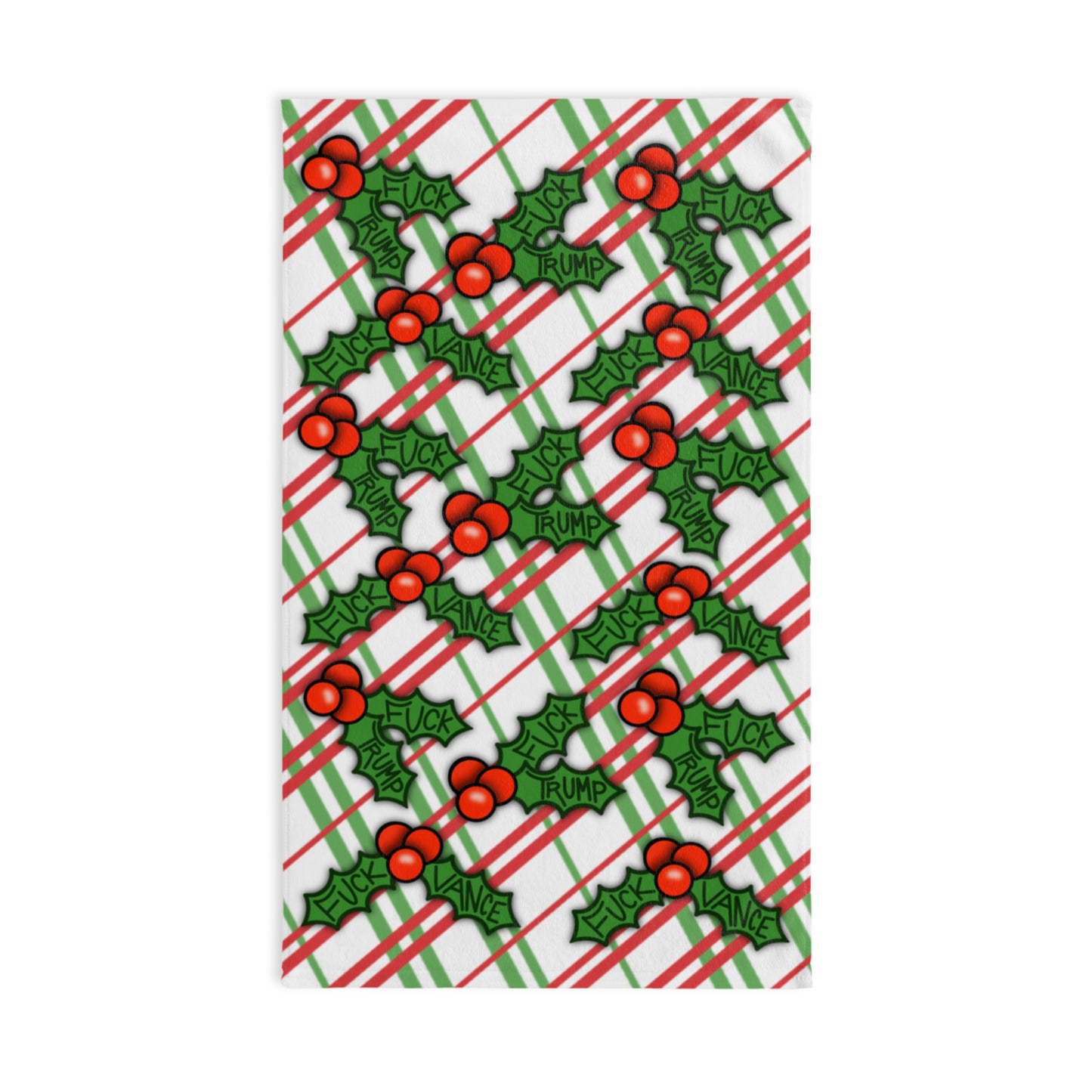 Slightly Subtle Holly Leaves Festive Holiday Hand Towel, Fun Christmas Decor, Kitchen Towel, Gift for Friends, Holiday Dinner Accessory, Home Decor
