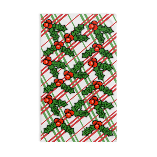 Slightly Subtle Holly Leaves Festive Holiday Hand Towel, Fun Christmas Decor, Kitchen Towel, Gift for Friends, Holiday Dinner Accessory, Home Decor