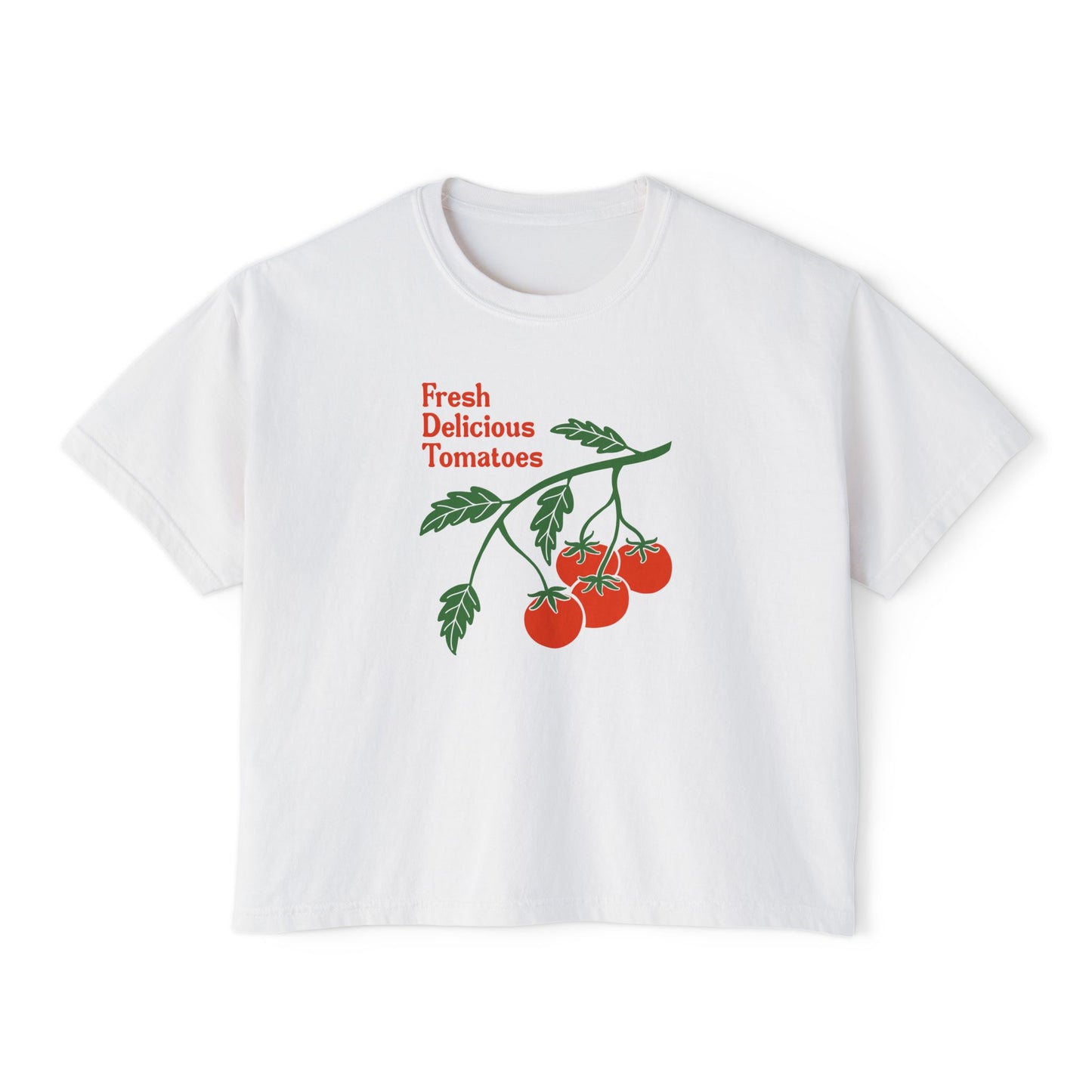 Fresh Delicious Tomatoes CROP Tee | Tomato Vine Illustration, Garden Produce Shirt Comfort Colors Boxy Crop