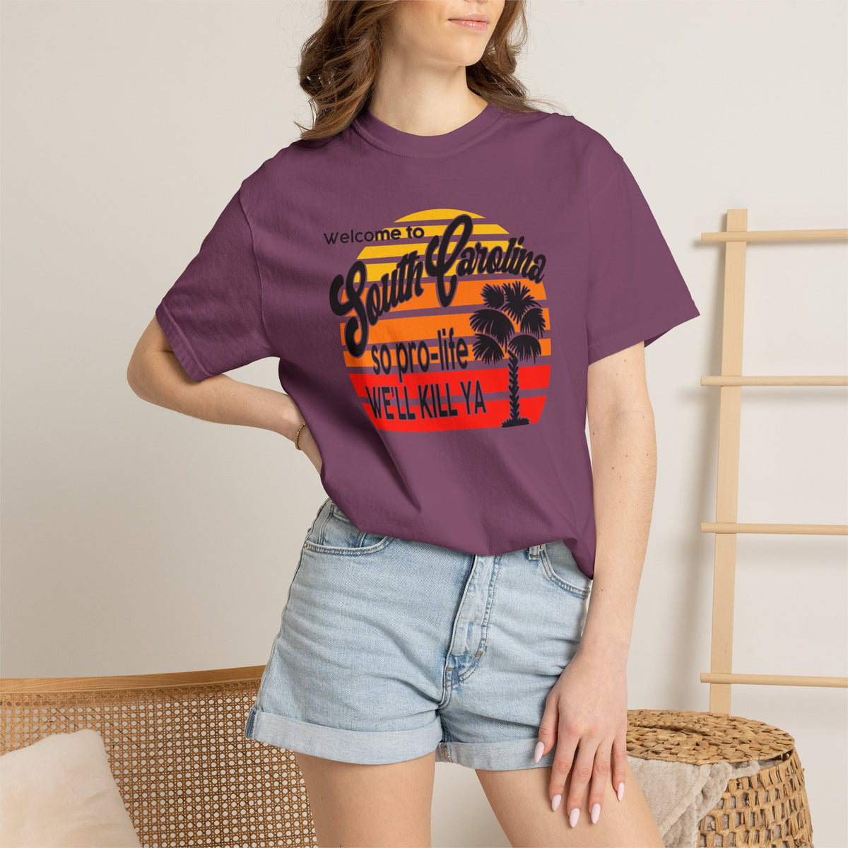 South Carolina Political Dark Humor Abortion Sunset T-Shirt Welcome to South Carolina Graphic Tee