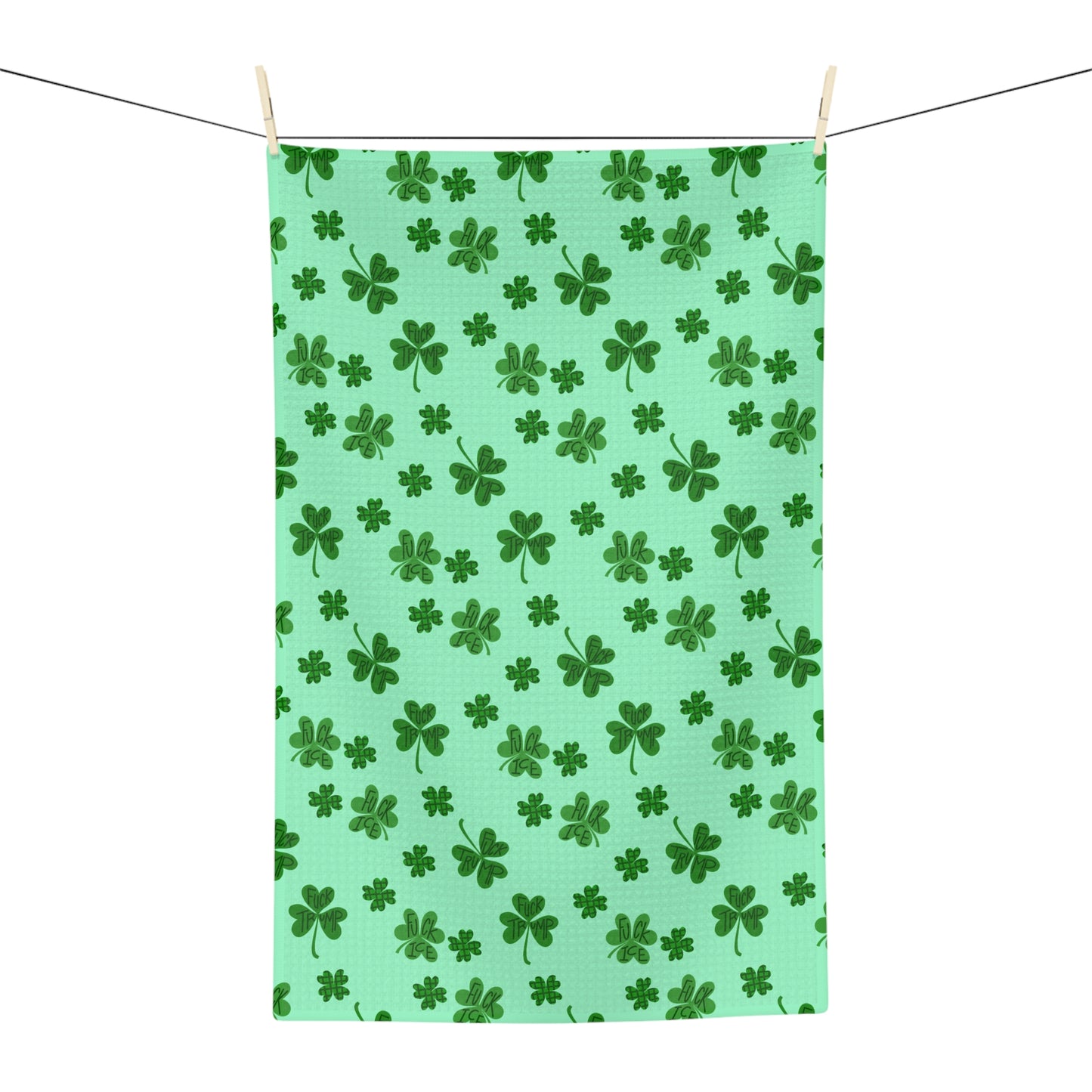 Slightly Subtle Shamrock Pattern Microfiber Tea Towel | St. Patrick's Day Clover Print
