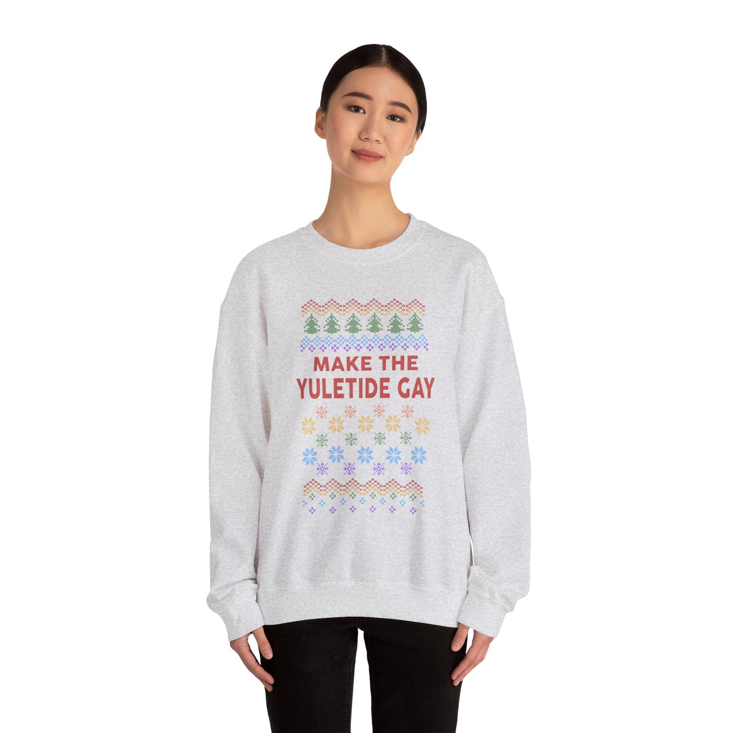 Make the Yuletide Gay Ugly Sweater Unisex Heavy Blend™ Crewneck Sweatshirt