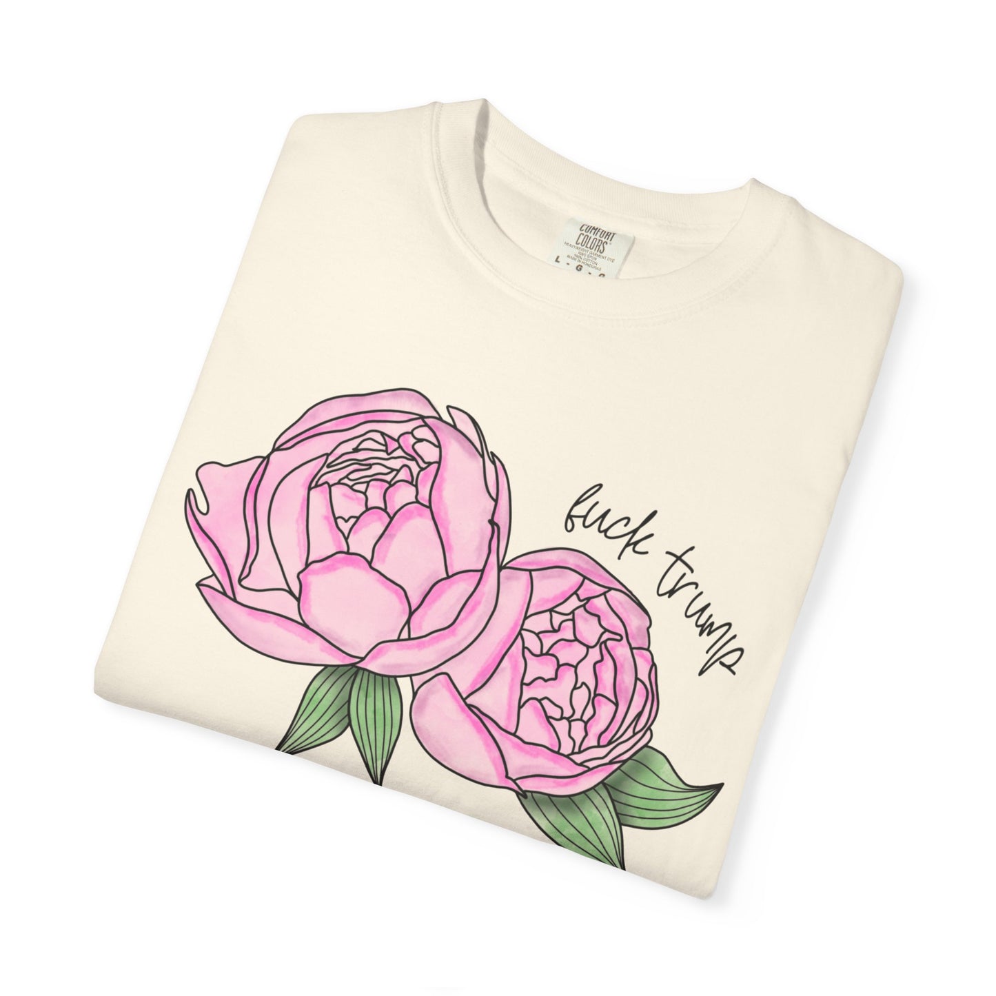 Slightly Subtle Pink Peony Floral Illustration T-shirt | Hand-drawn Blooms FDT