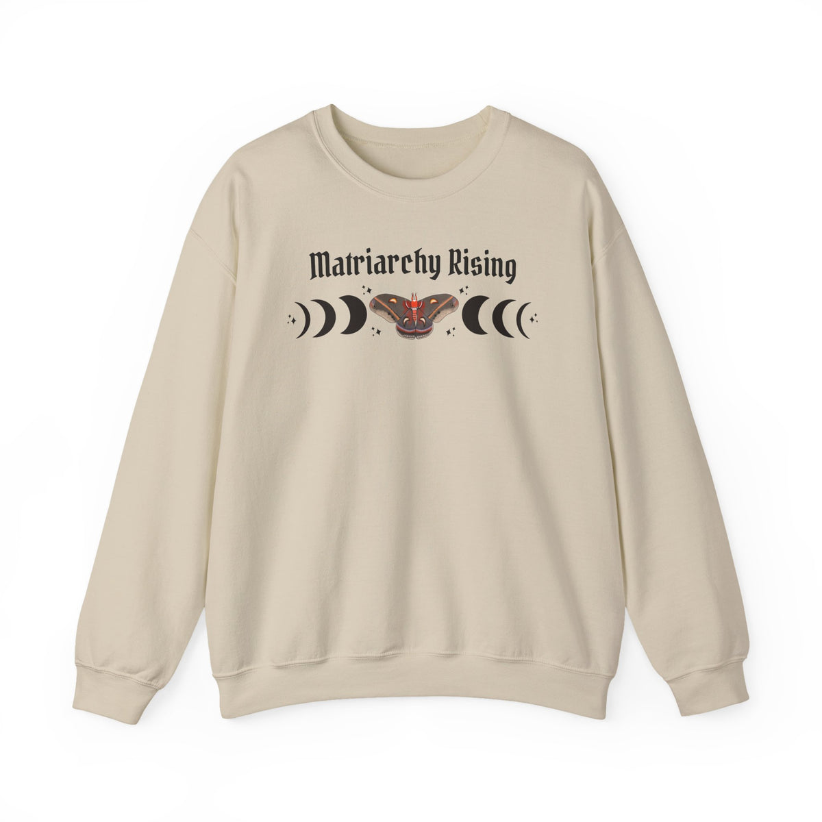 Matriarchy Rising Witchy Moon Phases Moth Crewneck Sweatshirt