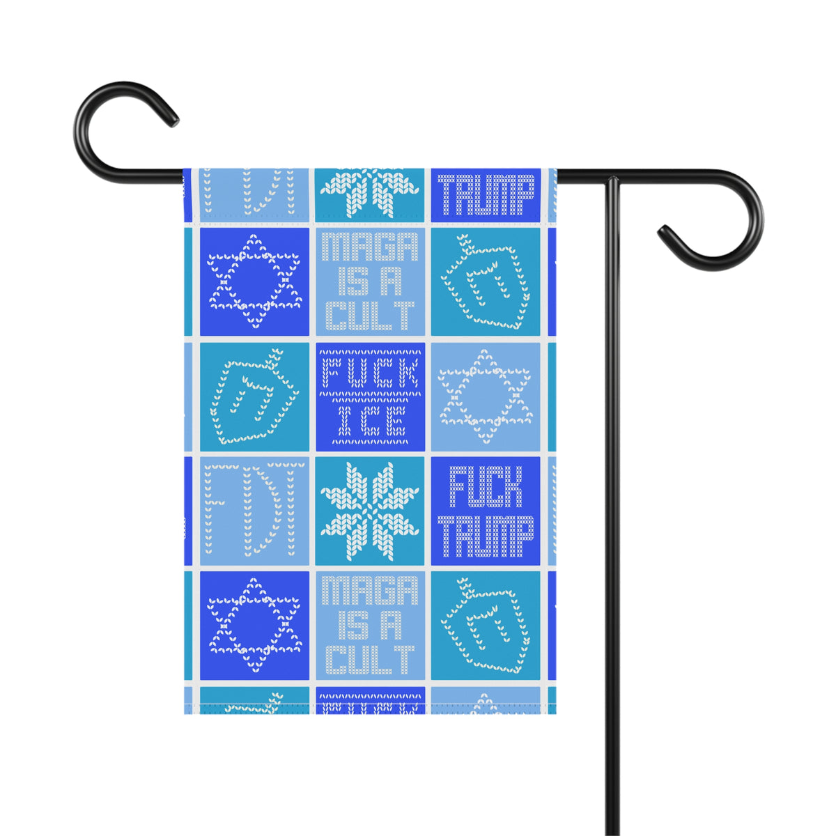 Hanukkah Garden Flag Blue Anti-MAGA F*ck Trump Political Yard Banner