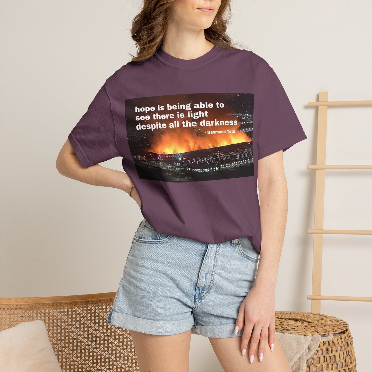 Hope is Being Able to See There is Light Fire T-Shirt | Inspirational Quote Tee Warehouse