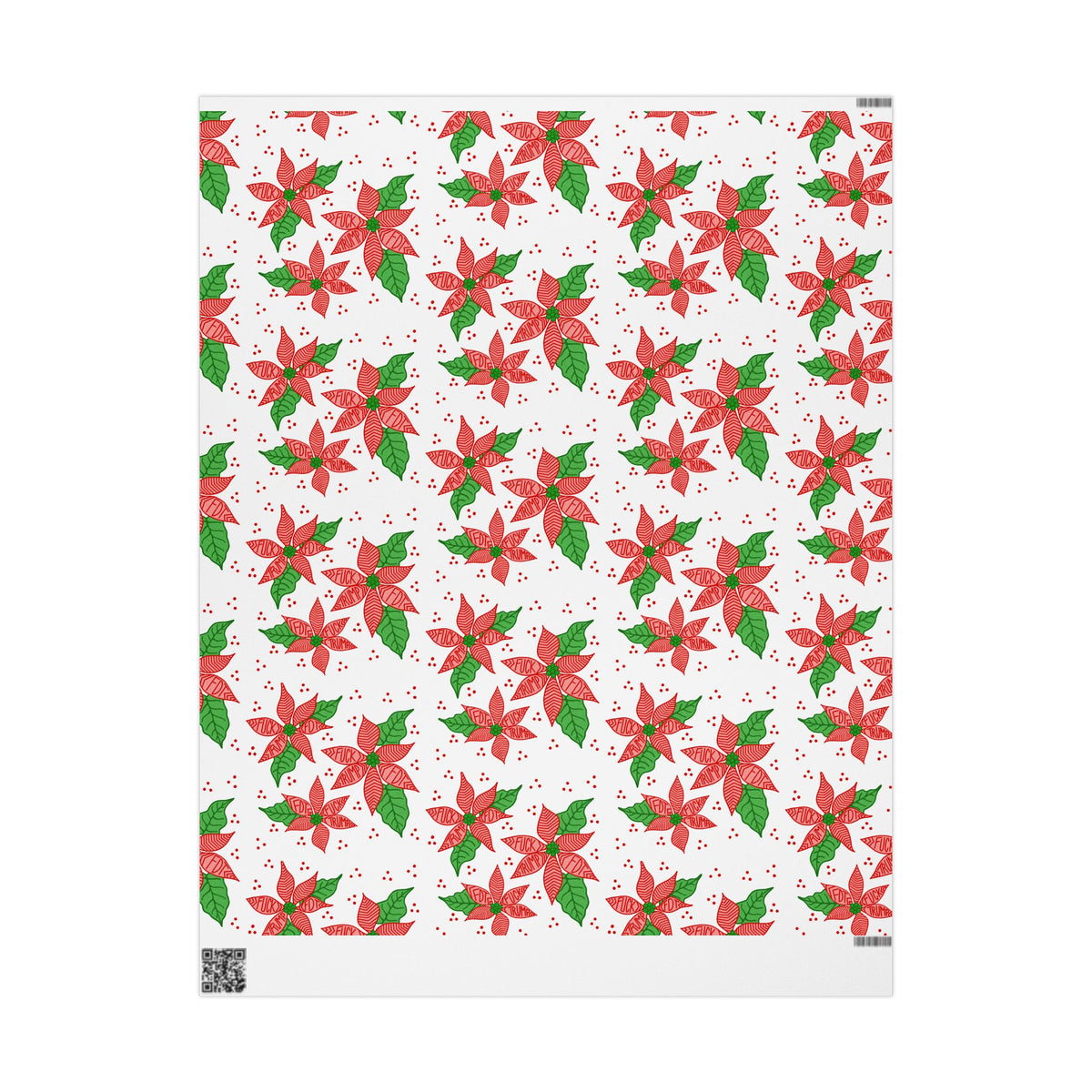 Poinsettia Pattern Wrapping Paper | Christmas Floral Holiday Wrap