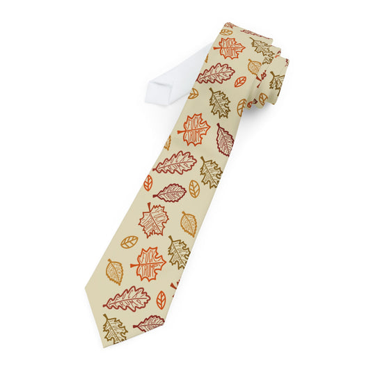 Slightly Subtle Autumn Leaves Necktie, Fall Fashion Accessory, Wedding Guest Tie, Seasonal Gift, Office Attire, Thanksgiving Celebration
