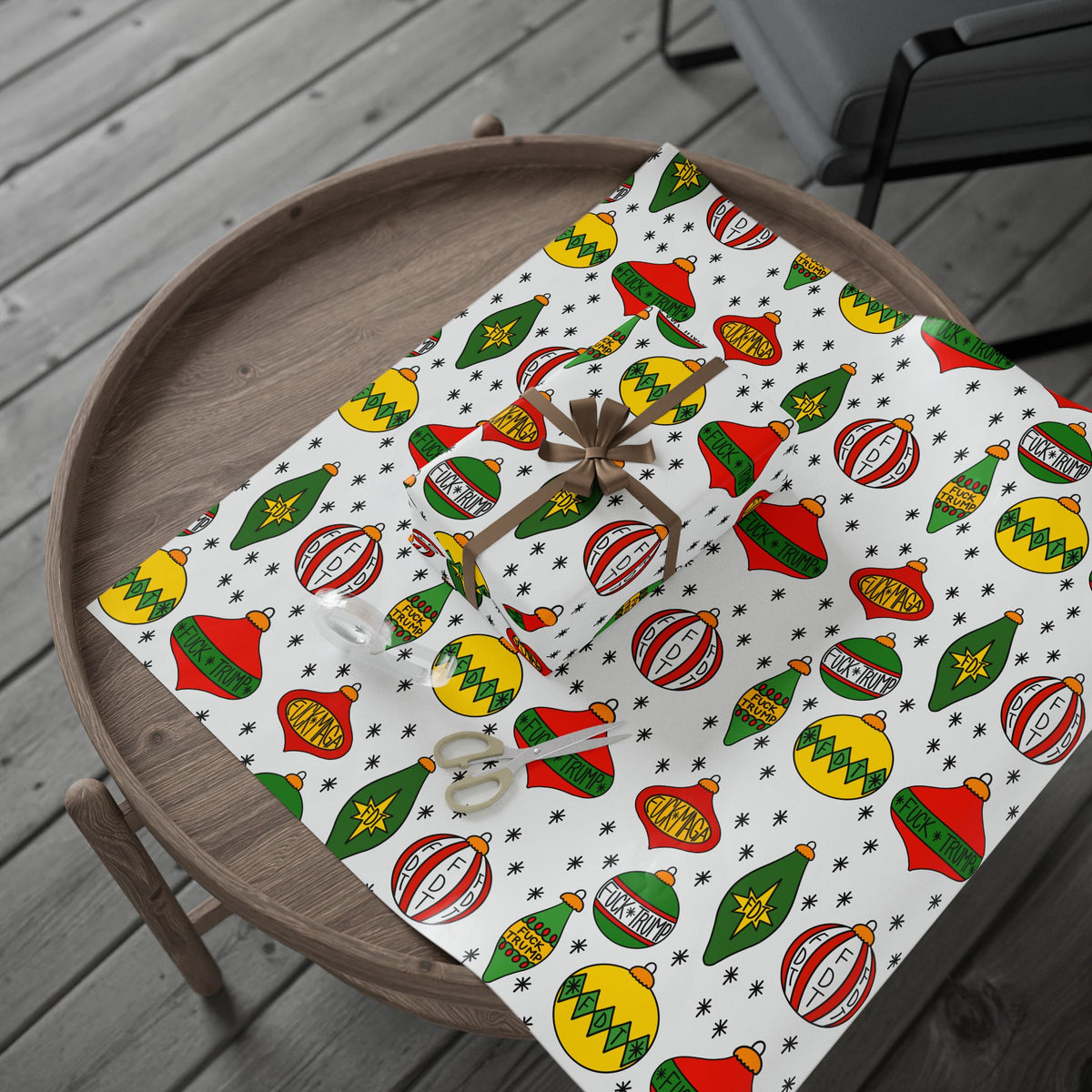 Slightly Subtle Retro Christmas Ornaments FDT Wrapping Paper | Holiday Gift Wrap Roll