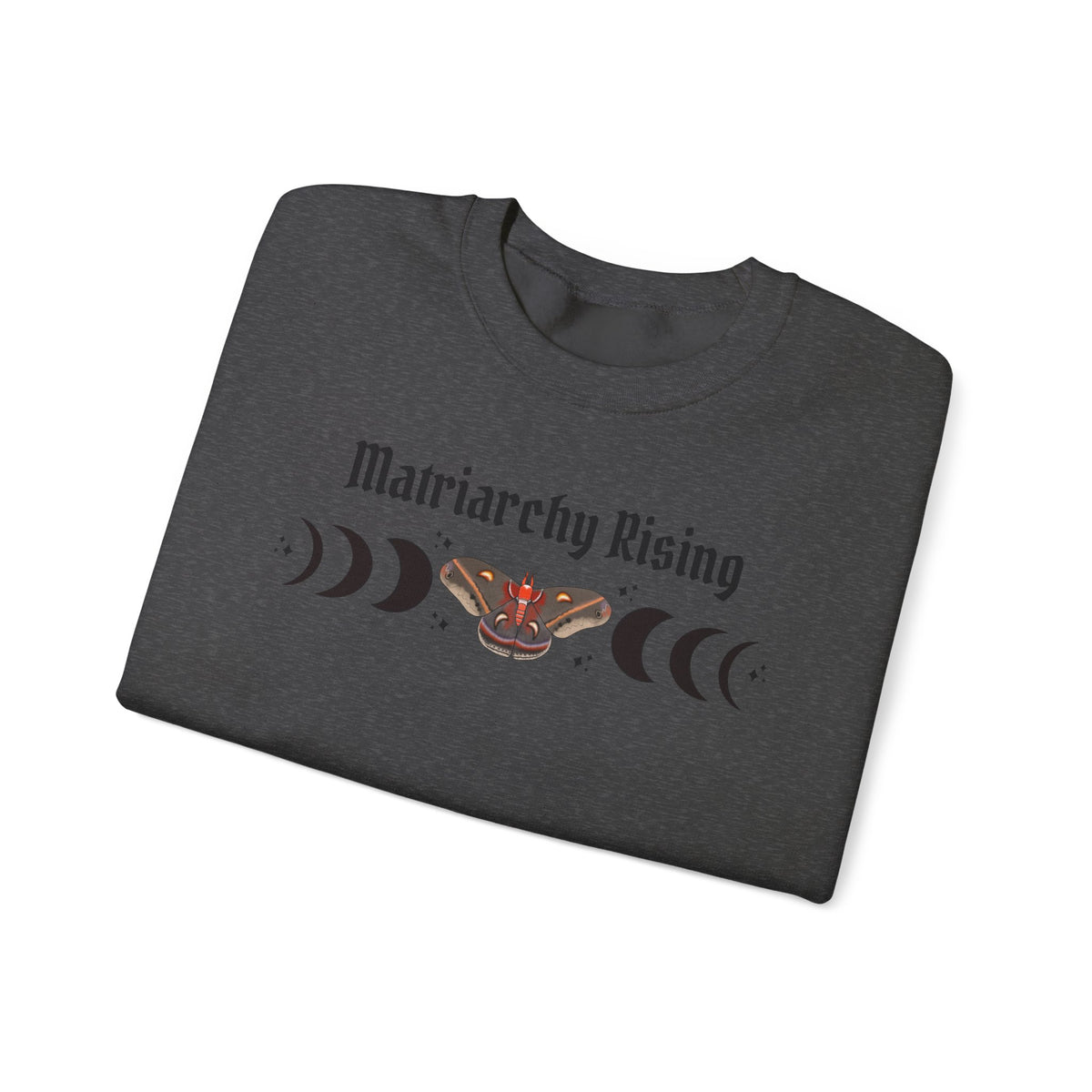 Matriarchy Rising Witchy Moon Phases Moth Crewneck Sweatshirt