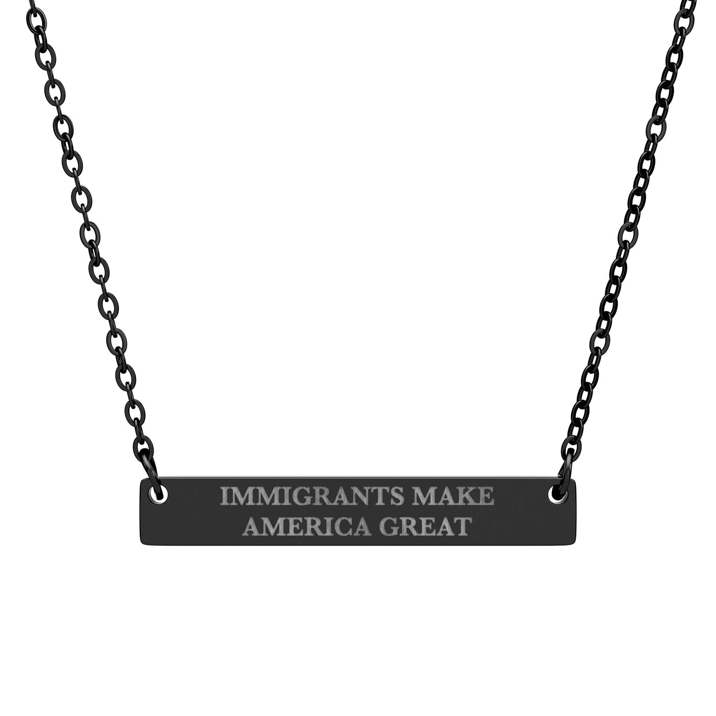 Immigrants Make America Great Engraved Horizontal Bar Necklace