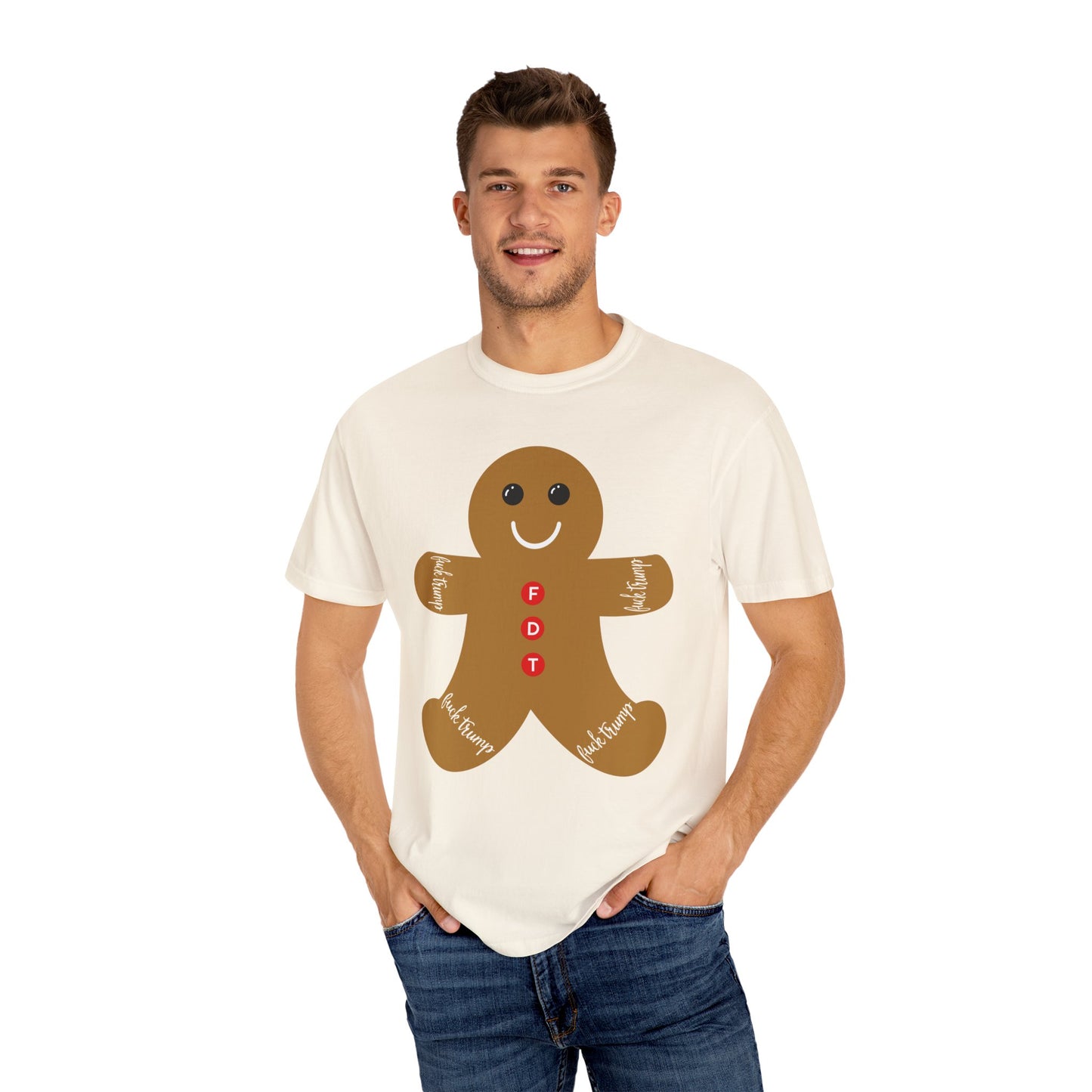 Slightly Subtle Gingerbread Man T-Shirt - FDT Comfort Colors Festive Holiday Tee for Christmas, Winter Celebration, Family Gathering Gift