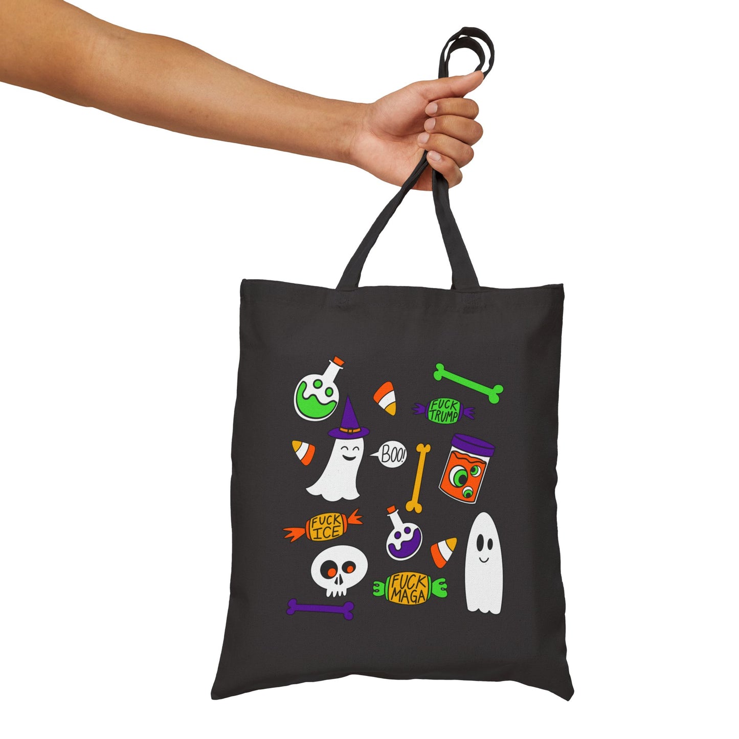 Halloween Ghosts Candy Canvas Tote Bag Trick or Treat
