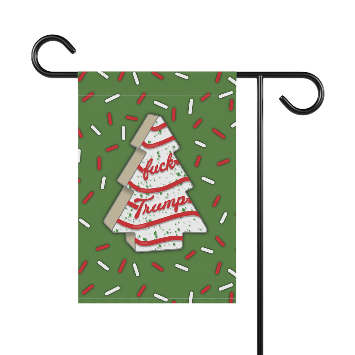 Political Garden Flag  "Fuck Trump" Christmas Tree Cake Design