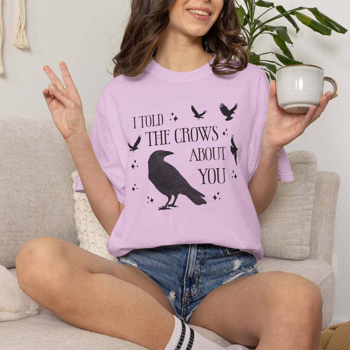 I Told The Crows About You Witchy Crow Raven Graphic Tee