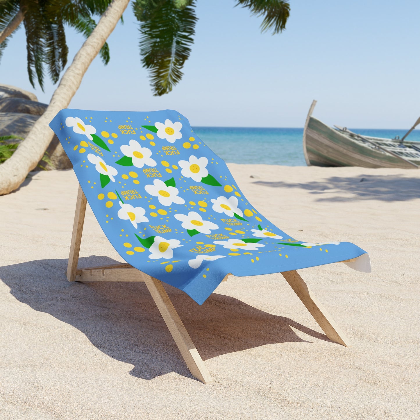Slightly Subtle Blue Daisy Floral Beach Towel - Vibrant Summer Accessory, Pool Day Essential, Fun Gift for Beach Lovers, Perfect for Holidays, Relaxing Vibe