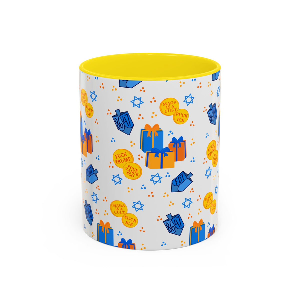 Hanukkah Gift Coffee Mug – Happy Hanukkah Dreidel Gelt Gifts FDT Mug