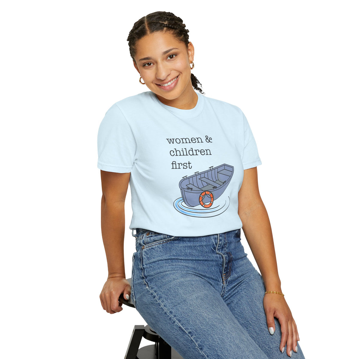 Lifeboat Matriarchy Women & Children First Nautical Boat Graphic T-Shirt