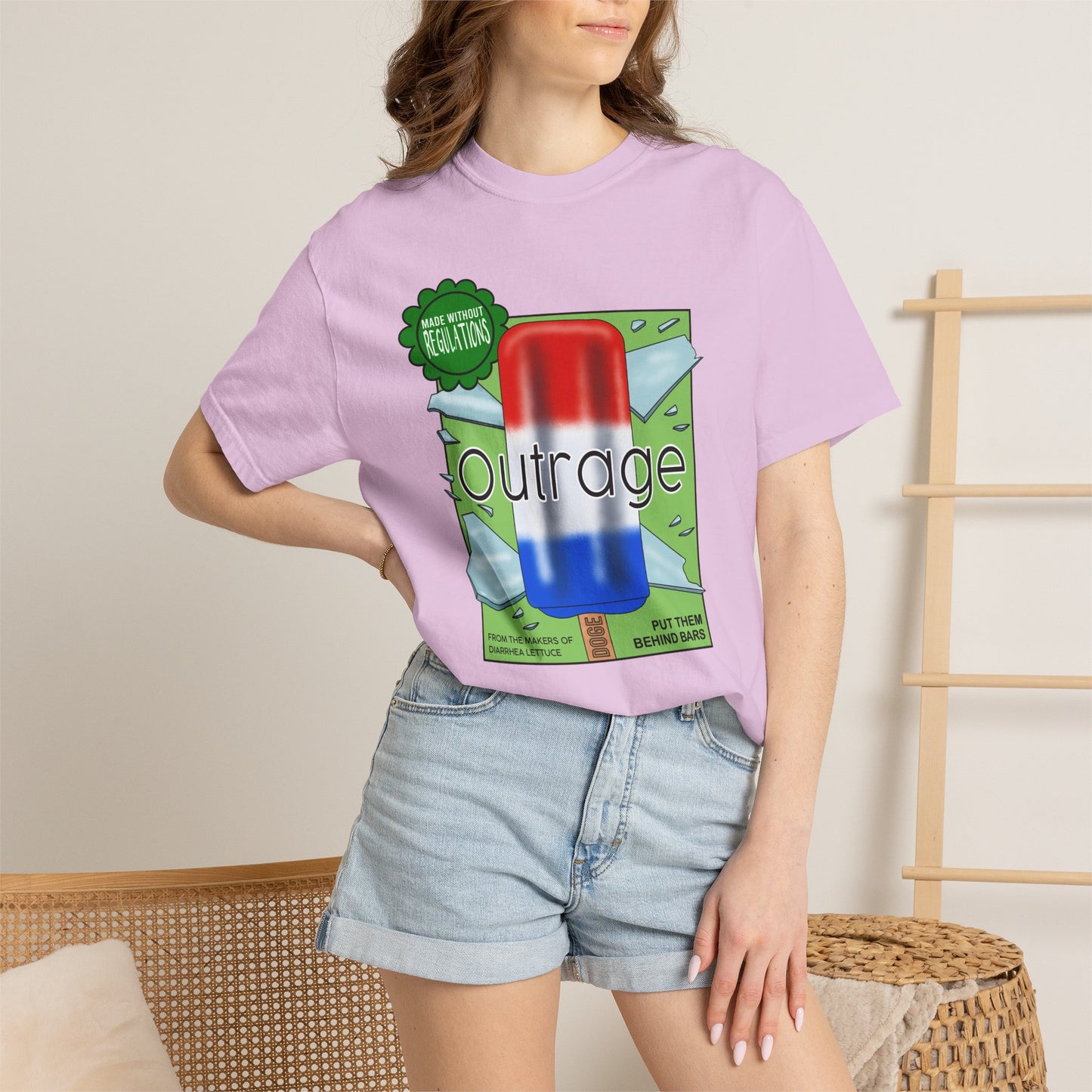 Outrage Glass Popsicle Graphic T-Shirt Patriot Pop Art Tee