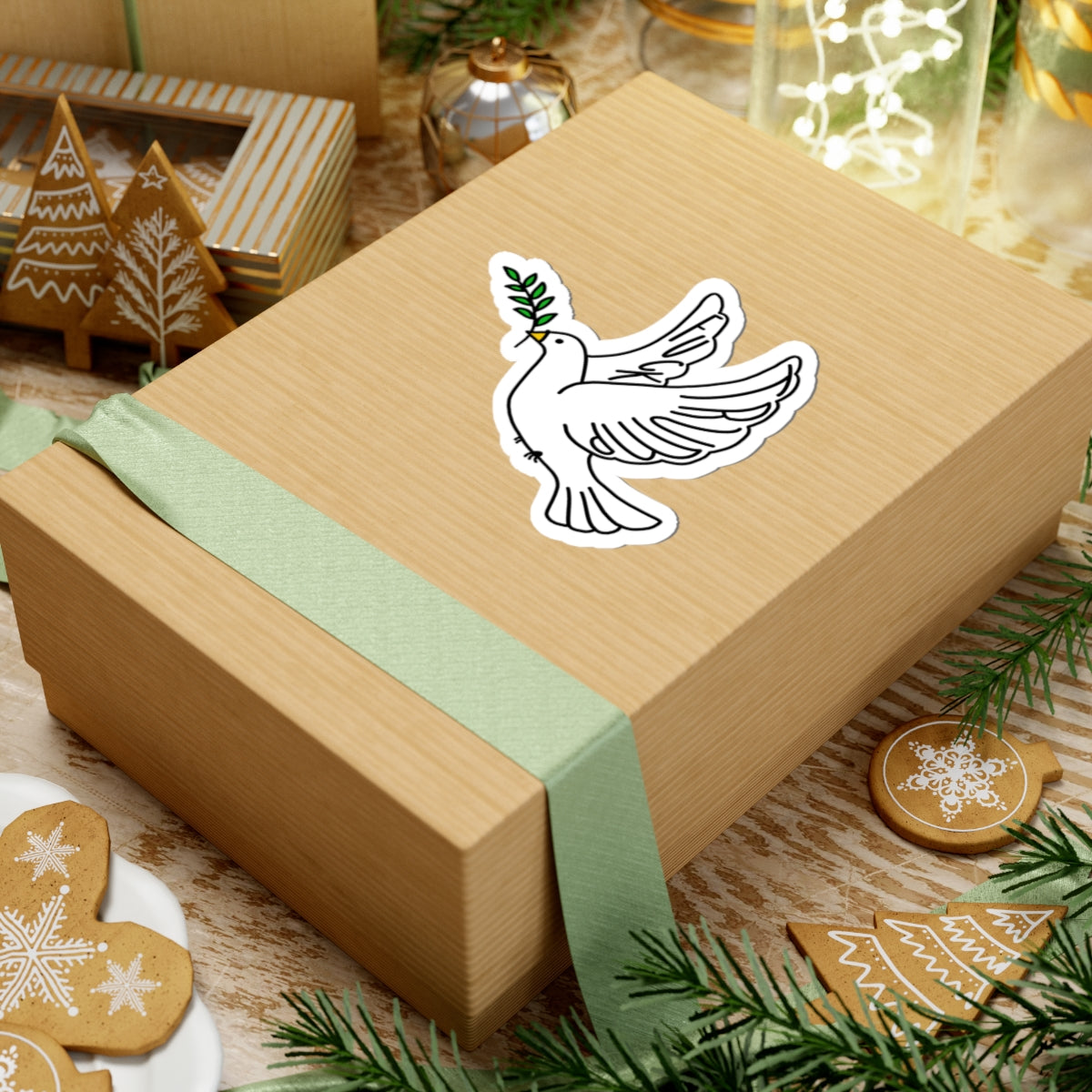 Slightly Subtle Dove with Olive Branch Sticker | Peace Symbol Kiss-Cut Sticker
