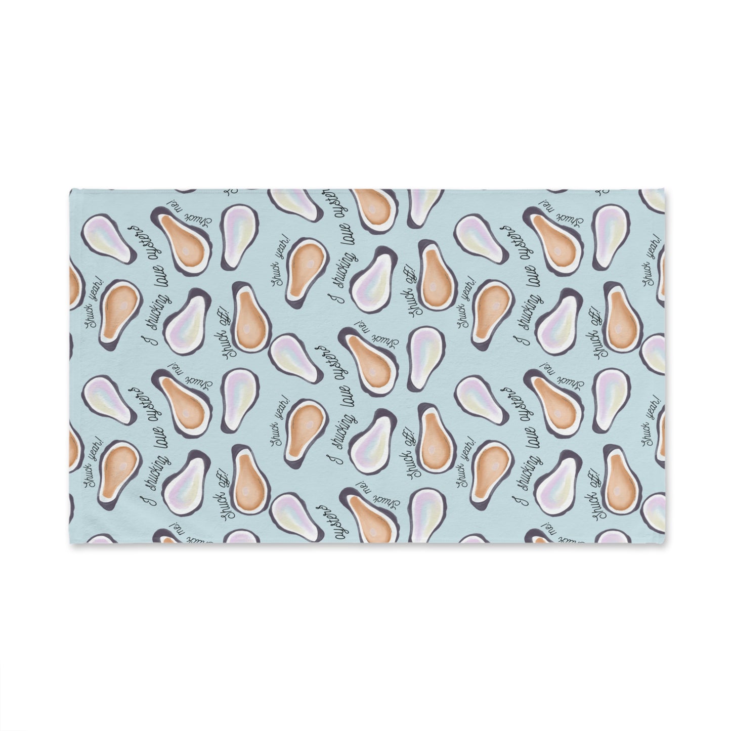 I Shucking Love Oysters Pattern Hand Towel | Coastal Beach Theme