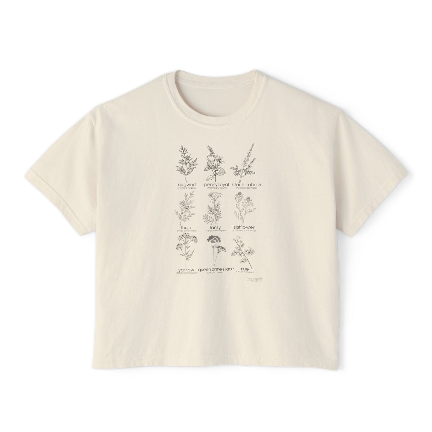 Herbs for Reproductive Freedom Boxy CROP Botanical Illustration Chart Comfort Colors Crop Tee