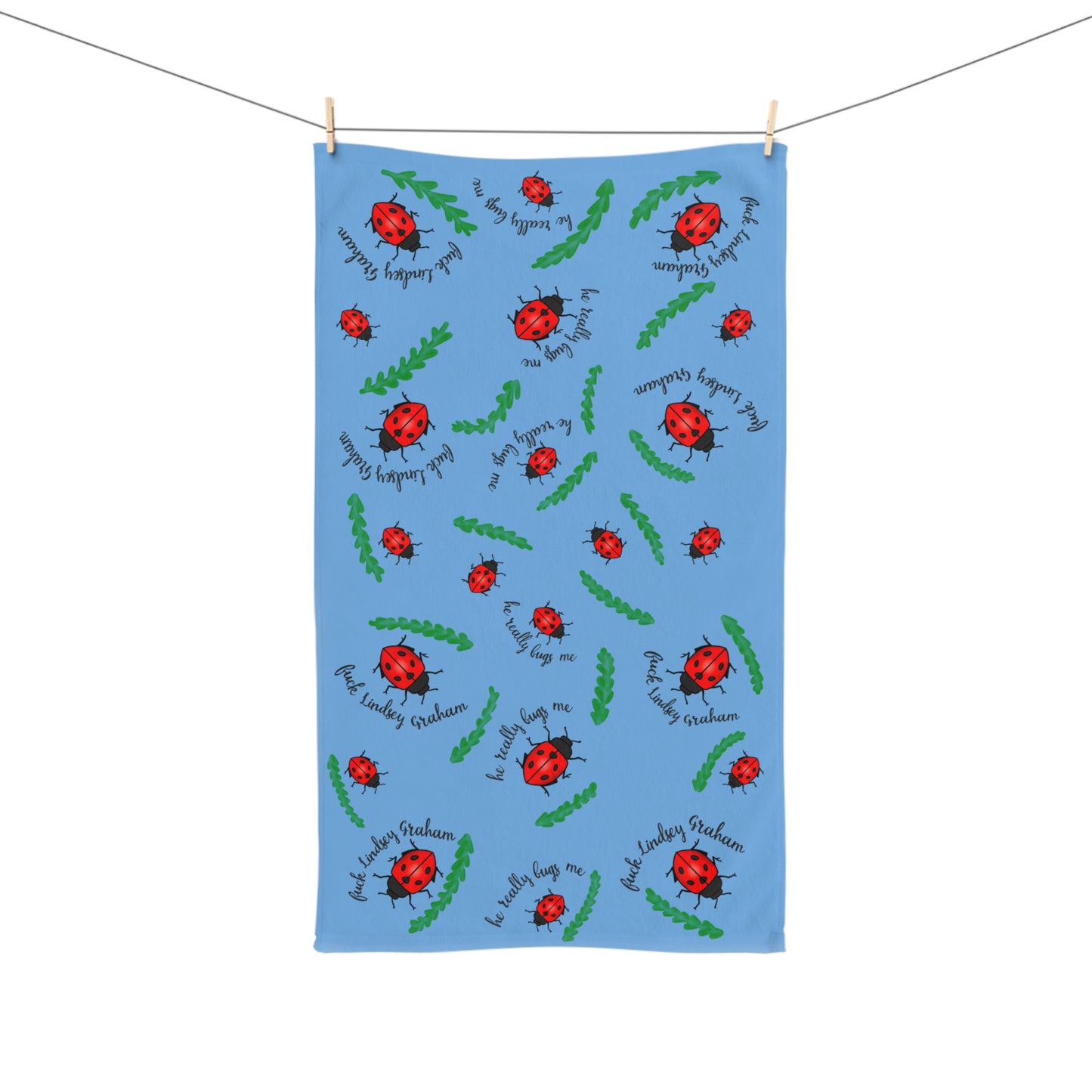 Slightly Subtle Ladybug Hand Towel, Lindsey Graham, Gifts for Garden Lovers, Kitchen or Bathroom Use, Birthday, Baby Shower