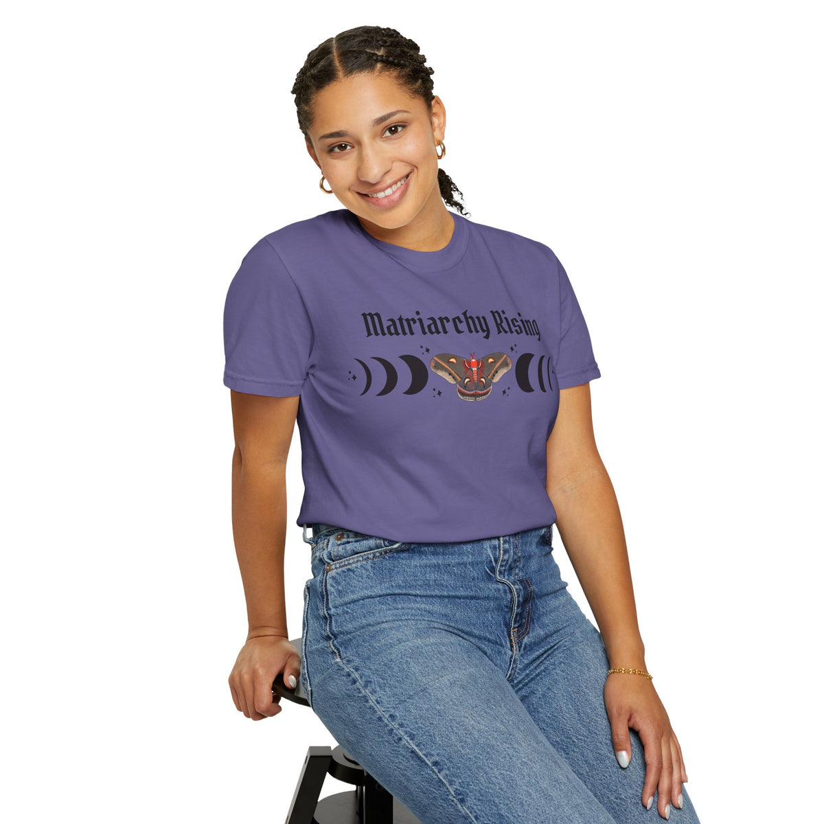 Matriarchy Rising Tee Moon Phases & Moth Feminist Graphic T-Shirt