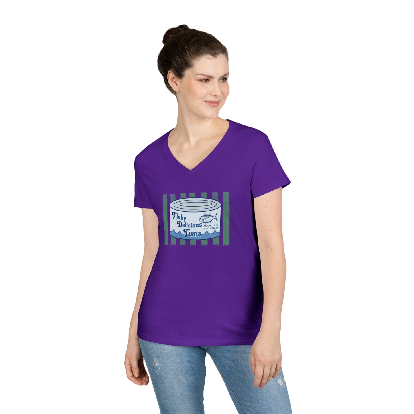 Flaky Delicious Tuna can graphic Tee | V-Neck T-Shirt FDT