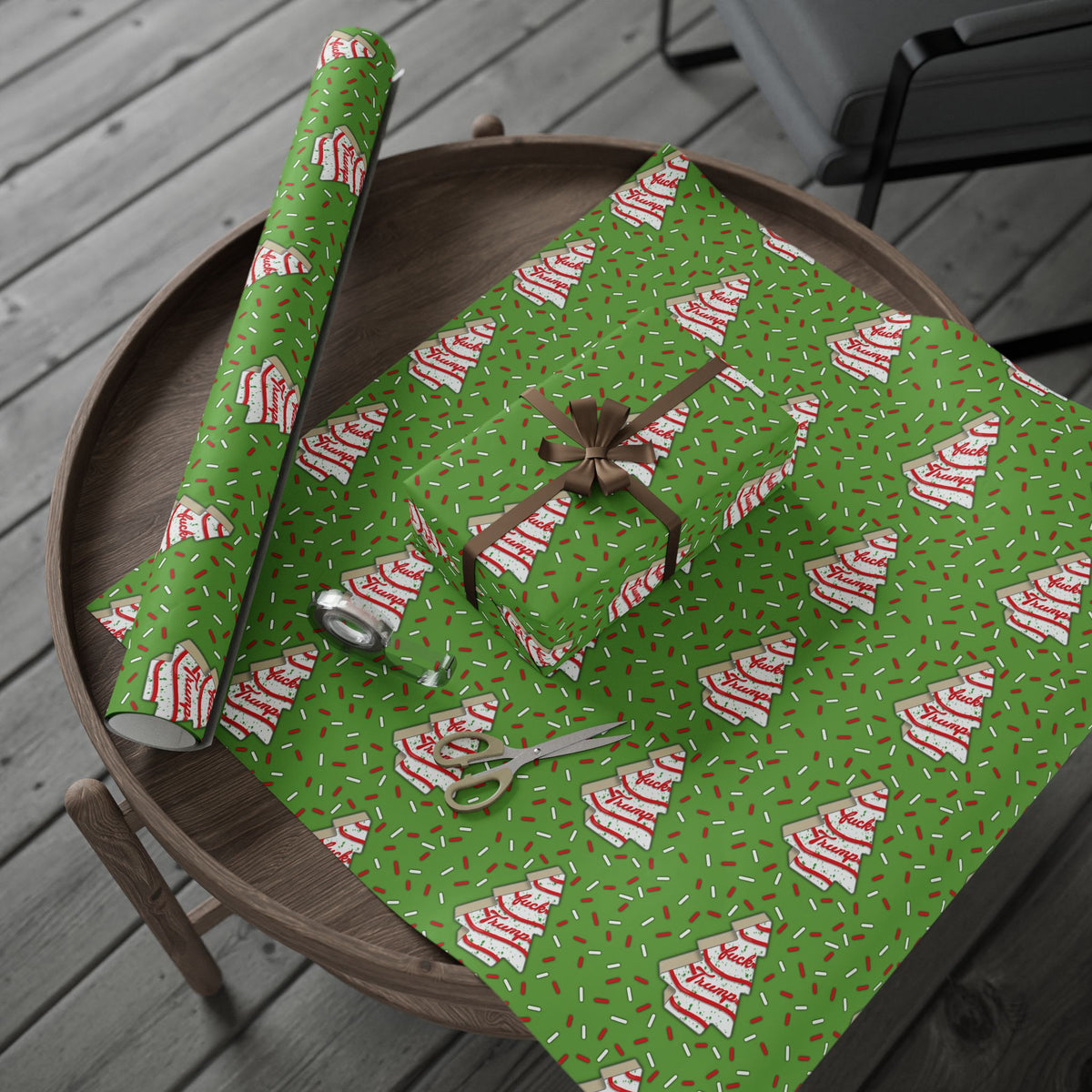 Slightly Subtle Tree Cake Candy Cane Tree FDT Wrapping Paper | Christmas Holiday Gift Wrap