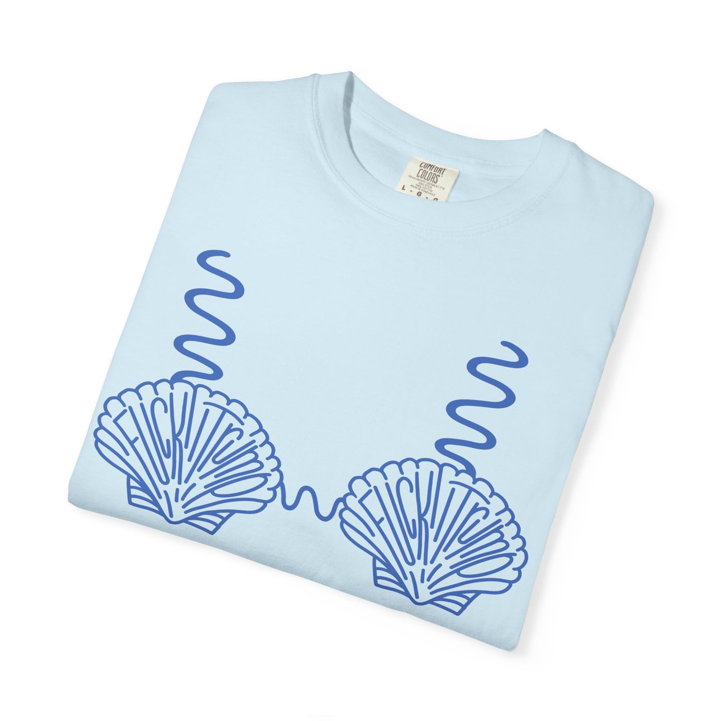 Slighly Subtle Seashell Bikini Line Art T-Shirt | Beachy Mermaid Shells Graphic Tee FDT