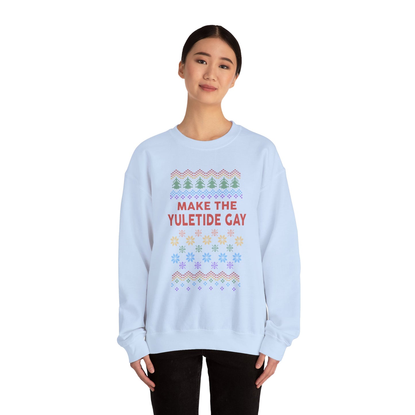 Make the Yuletide Gay Ugly Sweater Unisex Heavy Blend™ Crewneck Sweatshirt