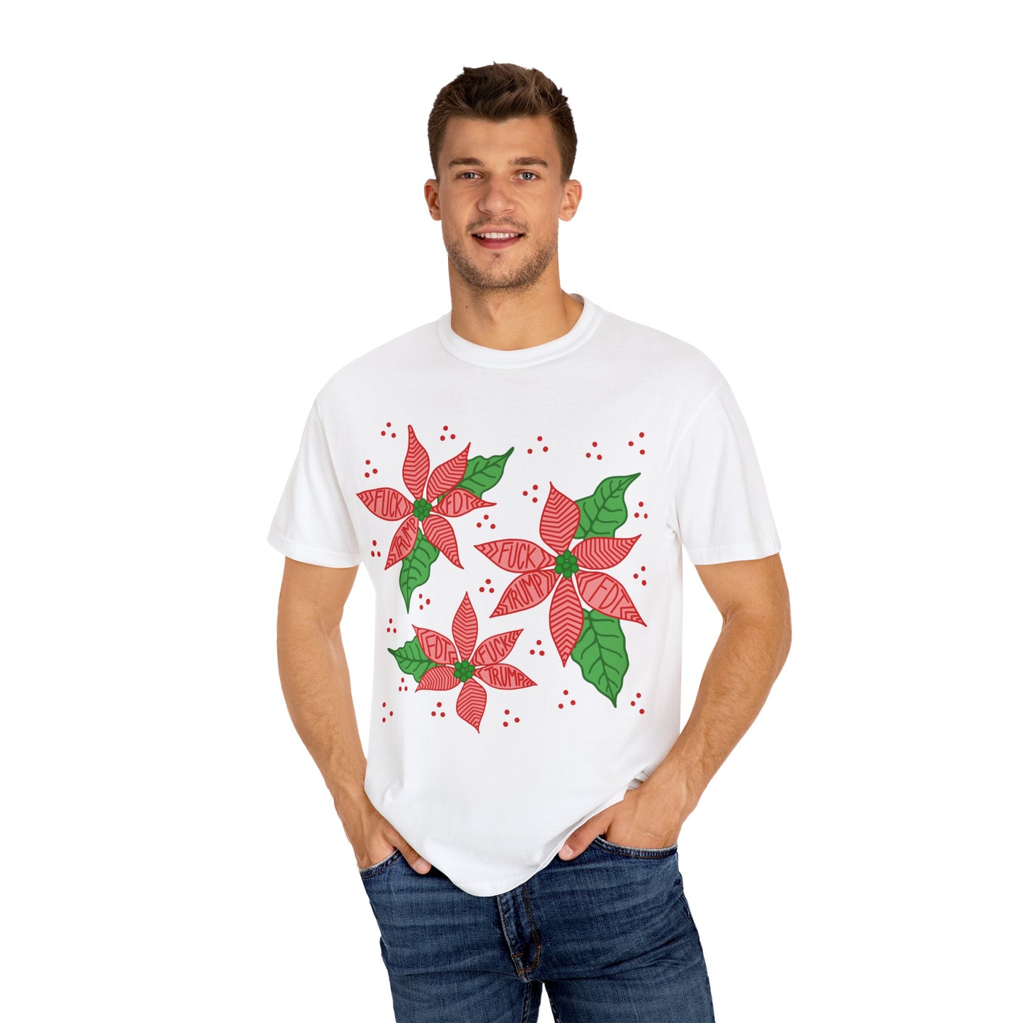 Slightly Subtle Poinsettia T-Shirt - Festive FDT Holiday Gift, Christmas Shirt, Unisex Tee, Floral Design, Casual Wear