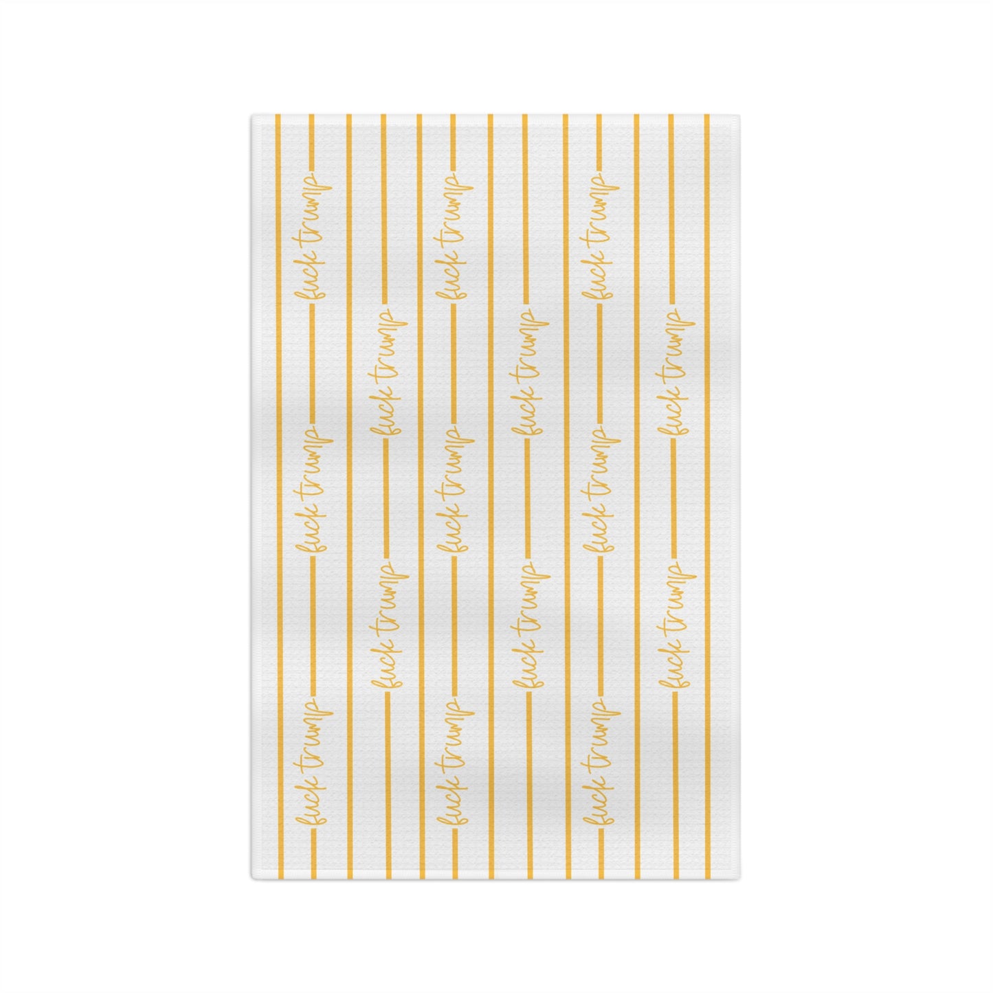 Slightly subtle yellow script stripes tea towel | microfiber kitchen towel