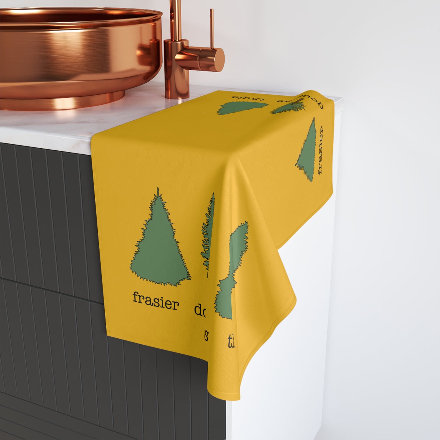 Slightly Subtle Rustic Tree Hand Towel, FDT Frasier Douglas Thuja Kitchen Towel, Nature Lover Gift, Farmhouse Decor, Holiday Hostess Gift