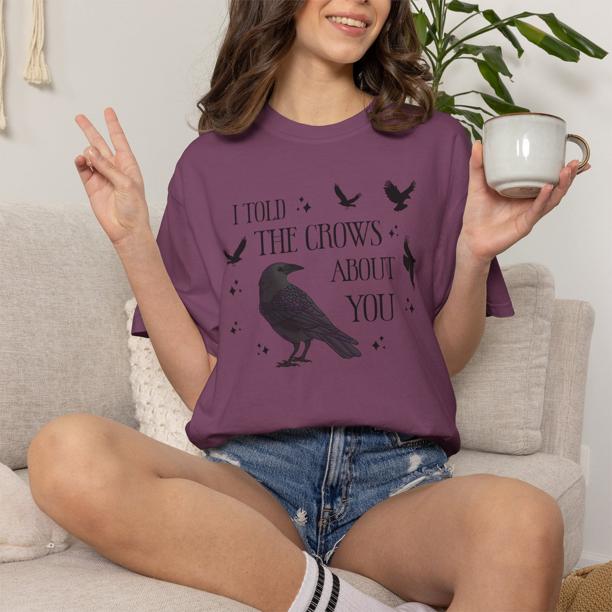 I Told The Crows About You Witchy Crow Raven Graphic Tee