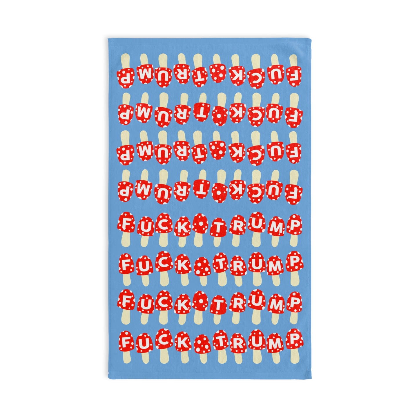 Slightly Subtle Mushrooms on Blue Funny Political Hand Towel, Quirky Kitchen Towel, Unique Gift for Democrats, Home Decor, Housewarming Gift, Kitchen Accessories