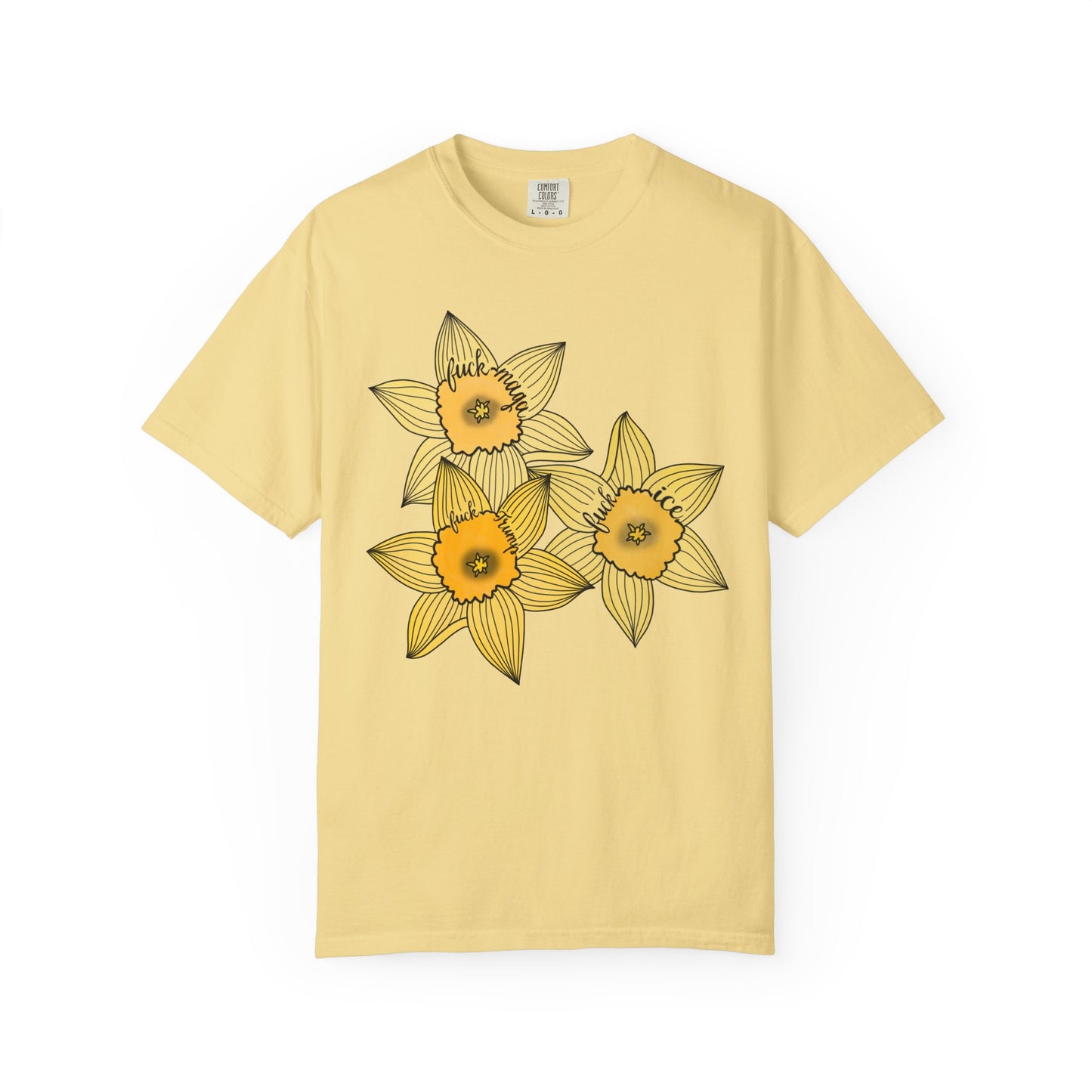 Slightly Subtle Daffodil Trio T-shirt | Yellow Floral Spring Bloom Tee FDT