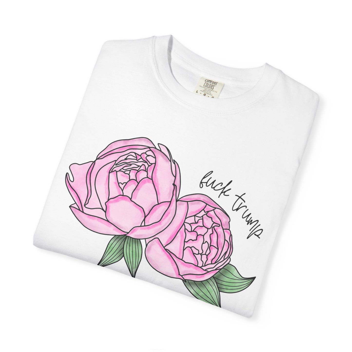 Slightly Subtle Pink Peony Floral Illustration T-shirt | Hand-drawn Blooms FDT