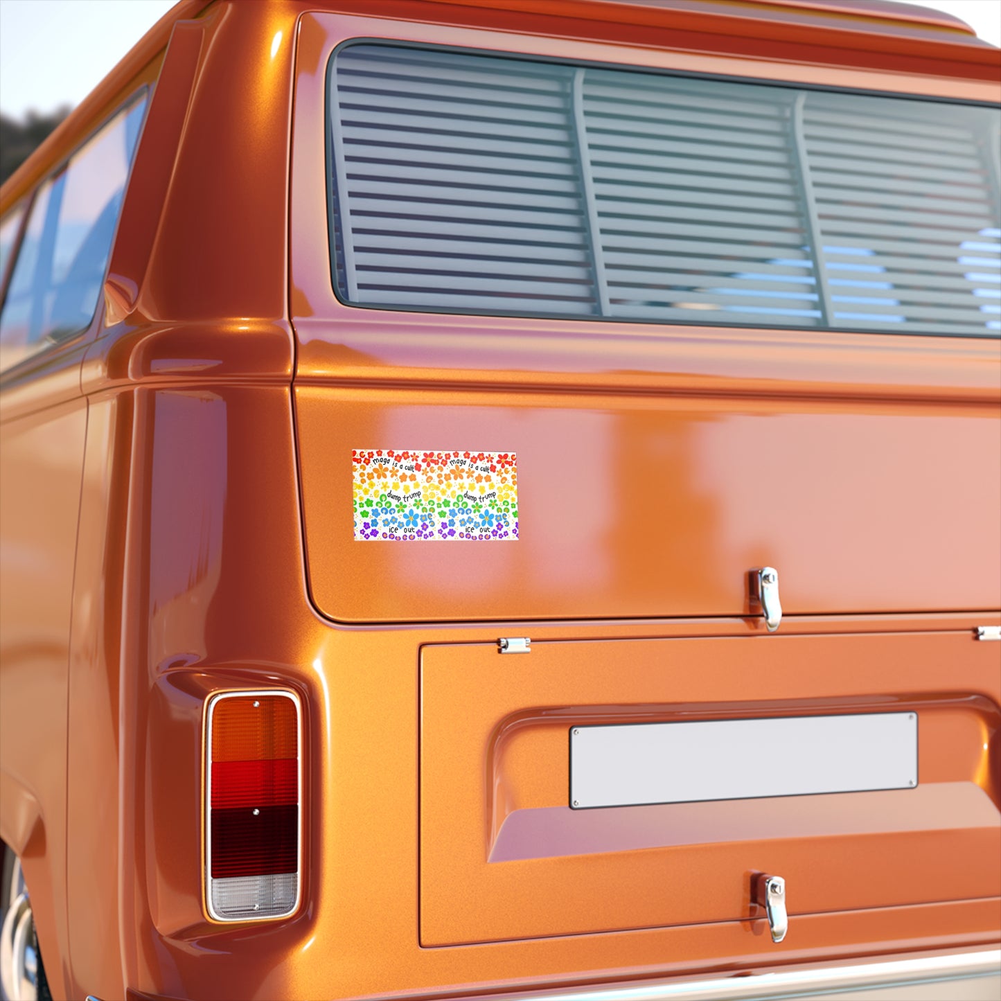 Slightly Subtle Rainbow Flower Pattern Bumper Sticker | Pride, Colorful Floral Decal dump trump ice out