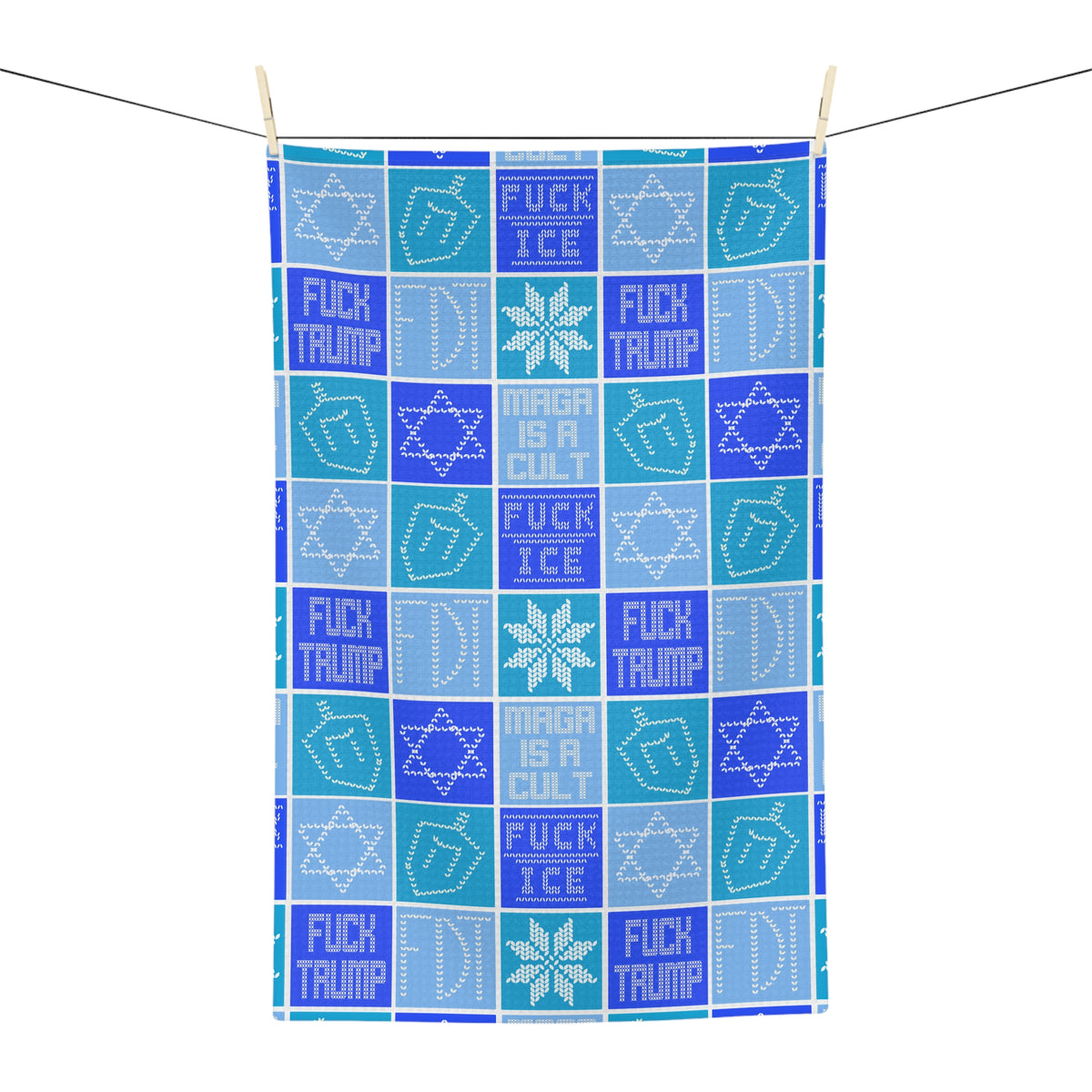 F*ck Trump Microfiber Tea Towel Hanukkah Blue Political Kitchen Decor