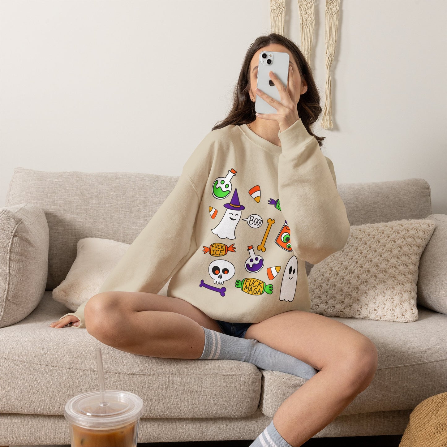 Halloween Candy Ghosts Crewneck Sweatshirt — Cute Spooky Graphic