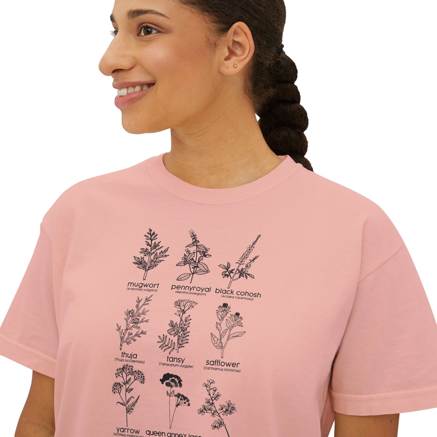 Herbs for Reproductive Freedom Boxy CROP Botanical Illustration Chart Comfort Colors Crop Tee