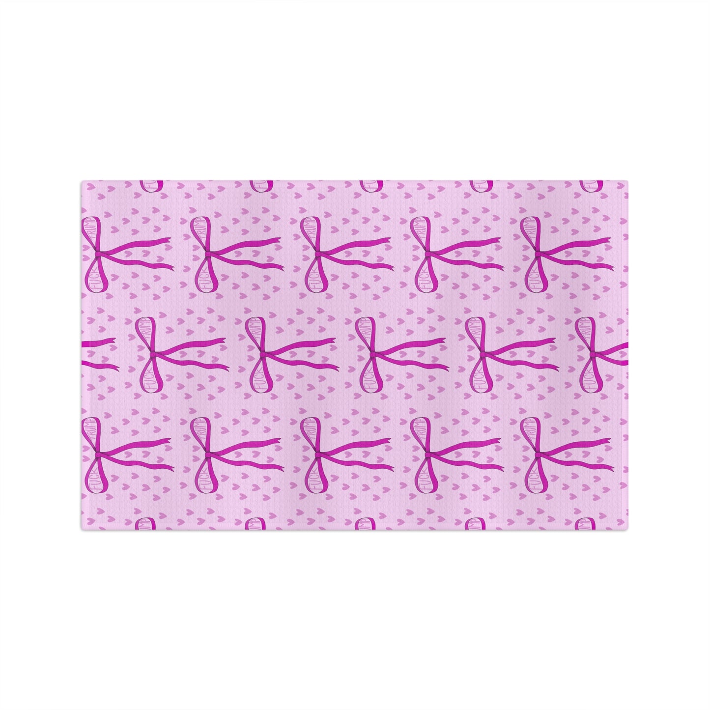Slightly Subtle Pink Bow Pattern Microfiber Tea Towel | Cute Heart Background FDT